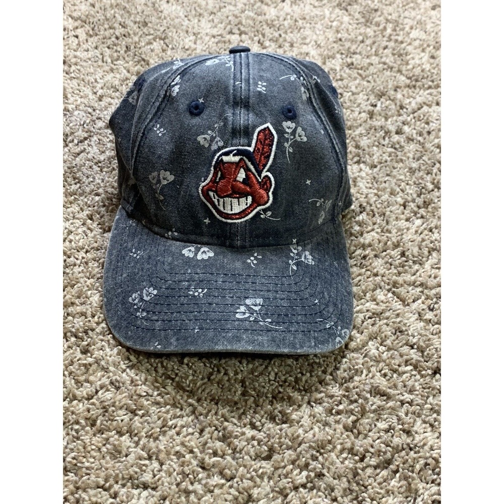 Cleveland Indians Chief Wahoo Logo Floral Hat Blue Red Womens Adjustable New Era